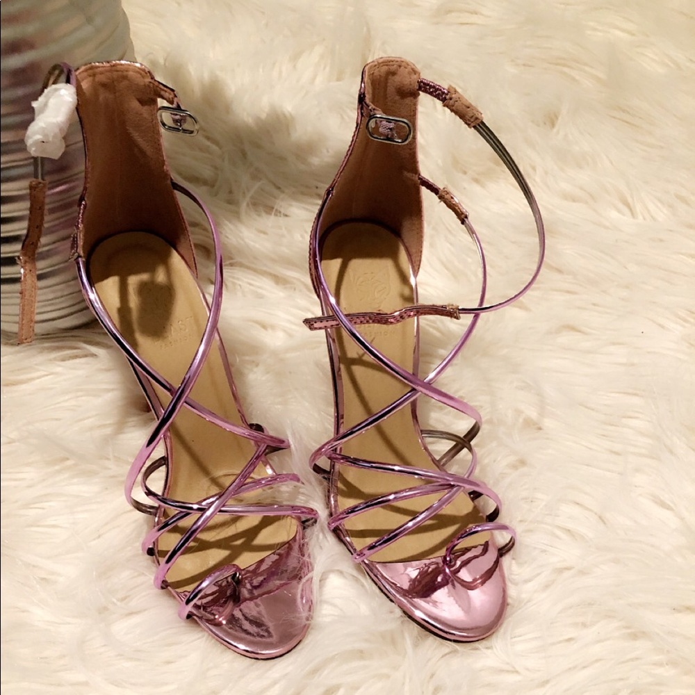 Metallic Strappy Heels Beast Fashion